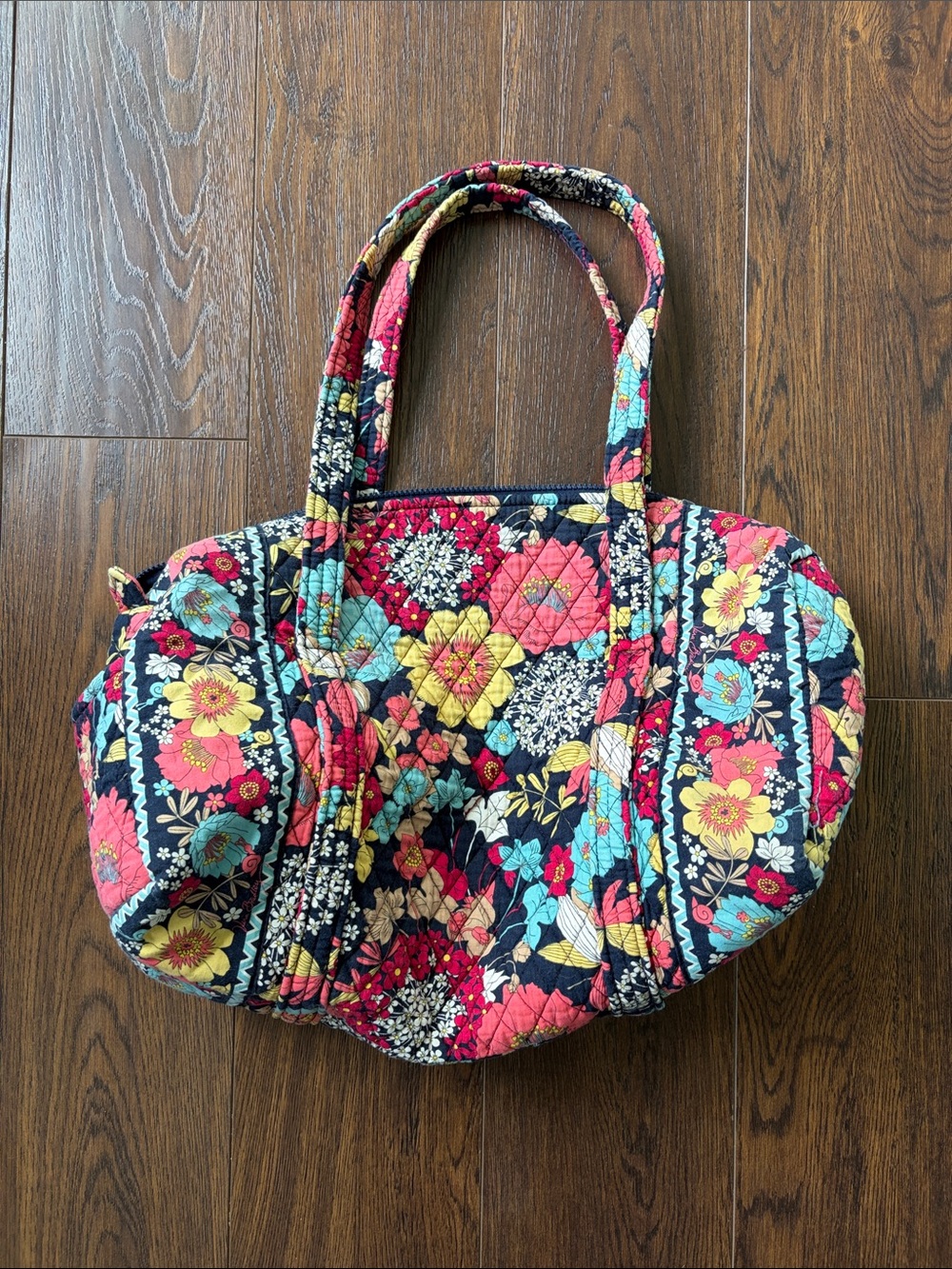 Small Vera Bradley Floral Weekender with Coral, Yellow & Blue accents
